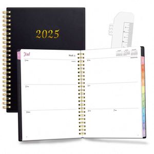 A5 Wholesale Custom Digital Printing Book <b>Black</b> Hardcover Spiral Notebook Journal 2025 Planner Gift Paper 80 <b>Sheets</b> - Product Image 1