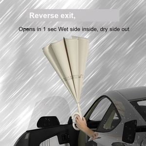 8 Ribs Double Layer Reverse C Handle Hands Free Reflective Strip Safety 120cm <b>Large</b> Canopy <b>Umbrella</b> for Commuters Travel - Product Image 2