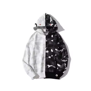 Sudadera con capucha y cremallera XX Letter Shark Puff estampada, <span class=keywords><strong>de</strong></span> corte holgado, 100% algodón, para hombre y mujer, unisex, estilo urbano, alta calidad, Bapees 2026 - Product Image 6