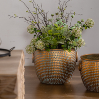 Vase à fleurs en métal de luxe, grand format, style antique doré, pour la décoration de la maison et des hôtels, vente en gros, personnalisable, best-seller.