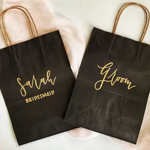 Bolsas papel de artesanato, bolsas papel de papel eco amigável impresso personalizado preto colorido eco friendly reciclável presente de artesanato compras graças você em papel saco de mão com logotipo