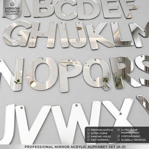 <b>Acrylic</b> Art Deco Mirror Alphabet <b>Letters</b> Set DIY Wall Decor Shatterproof Customizable <b>Letter</b> Tiles - Product Image 2