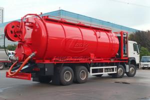 Camión de limpieza y succión combinado Sinotruk Howo, 4 ejes 12 ruedas, 33 CBM, para limpieza de tuberías y aspiración de aguas residuales - Product Image 4