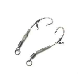 Carp Rig Barbed Carp Fishing Hook Ready Tied Ronnie Rig Hook Links Hair Combi Chod Rig