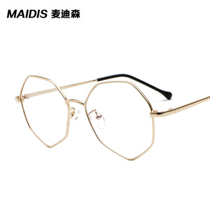 Maidis Women's Octagonal Gold Wire Eyeglasses Frames With UV Protection For Round Faces Fashion Trend - Product Image 1