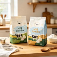 Pochette à fond plat personnalisée imprimée pour lait en poudre 200g 500g 1kg, emballage plastique anti-humidité pour lait en poudre