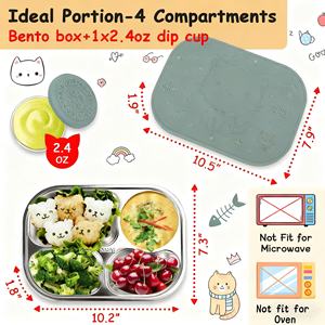 New design stainless steel children's leak-proof <b>lunch</b> box with silicone lid food container silicone <b>lunch</b> box luxury bento box - Product Image 2