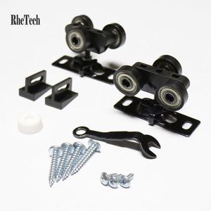 Roulettes de porte coulissante en acier robuste à 3 roues WEKIS, roulettes de porte escamotable, roulements noirs en poudre pour cuisine - Product Image 1