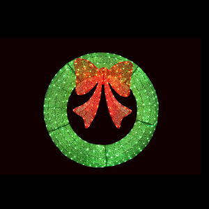 New year Christmas waterproof outdoor <b>led</b> wreath garland motif <b>light</b> with <b>red</b> ribbon for holiday - Product Image 2