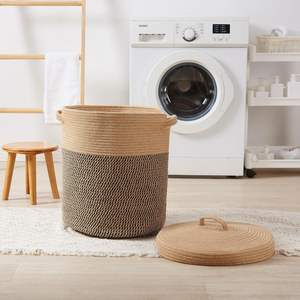 Cesto Pieghevole in Corda di Cotone Intrecciata per Bucato e Oggetti per Bambini, Contenitore per Coperte e Organizzazione Domestica - Product Image 2