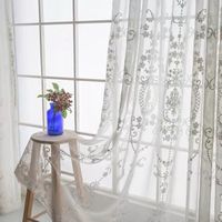Rideau en tissu pour fenêtre de chambre à coucher de style européen, brodé et transparent