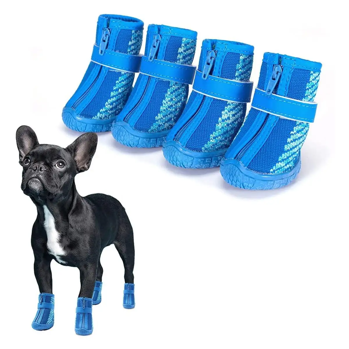 ZYZPET – bottes antidérapantes pour chien, chaussures antidérapantes avec cordon de serrage réglable pour petit chiot, 4 pièces