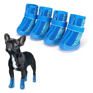 Zyzpet botas para cachorros, botas de neve para caminhada ao ar livre, sapatos antiderrapantes com cordão ajustável, para filhotes pequenos, 4 peças