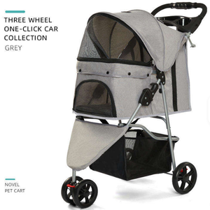 <span class=keywords><strong>Poussette</strong></span> pour animaux de compagnie en maille respirante, pliable, avec panier de rangement, porte-gobelet, poignée réglable pour les promenades en plein <span class=keywords><strong>air</strong></span> - Product Image 4