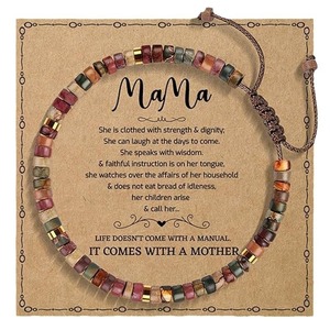 Pulsera de cuentas de piedra natural curativa de 4mm hecha a mano, regalo único de <span class=keywords><strong>cumpleaños</strong></span> para el día de la madre, corazón trenzado de acero inoxidable para hijas - Product Image 5