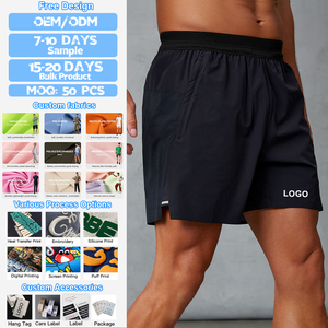 Shorts personnalisés respirants en polyester et élasthanne réfléchissant de haute qualité OEM, légers, 5 pouces, séchage rapide pour hommes, pour la course nocturne - Product Image 1