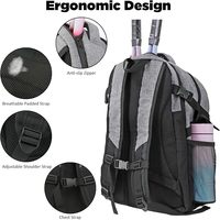 Sac de tennis unisexe personnalisé, grand sac à dos pour raquettes de tennis avec compartiment ventilé pour chaussures, capacité de 2 raquettes