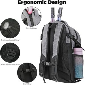 Borsa da Tennis Unisex Personalizzata, Zaino Grande per Racchette con Scomparto Ventilato per Scarpe, Contiene 2 Racchette - Product Image 2