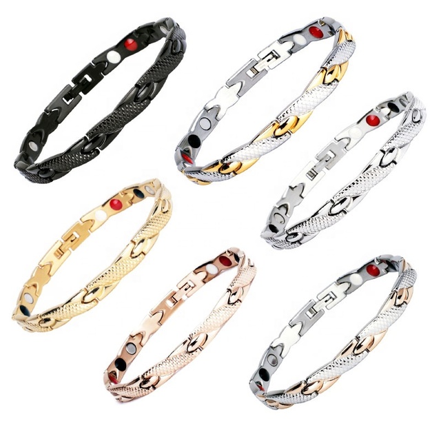 Fashionable Versatile Stainless Steel Dragon Pattern Magnetic Bracelets Pure Germanium Tourmaline FIR Ion Health Energy Bracelet