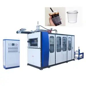 Used hydraulic food vacuum thermoforming plastic cup making machine automatic