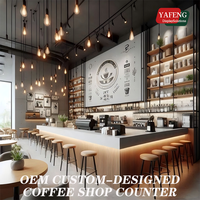 Comptoir de café personnalisé, design de kiosque, décoration de café, comptoir en bois pour solutions de café