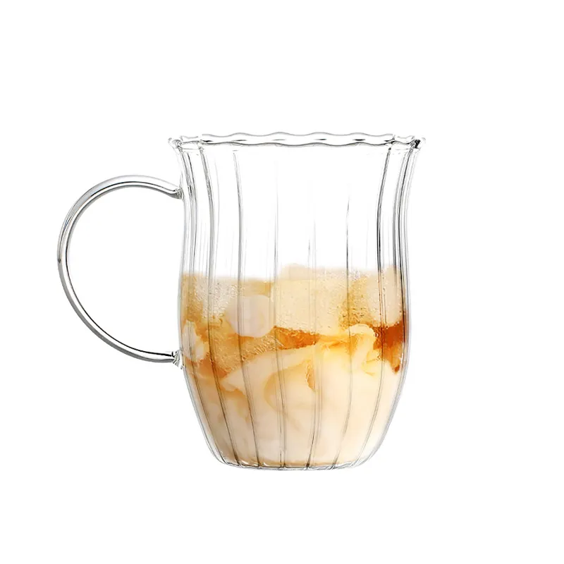 Isıya dayanıklı cam kupa kupa avrupa tarzı retro çizgili kahve fincanı