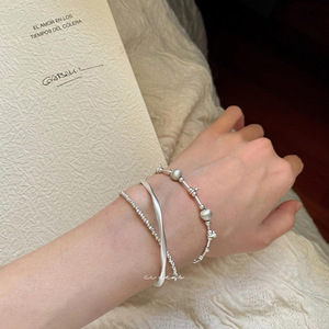 Lắc tay bạc 925 kiểu dáng thanh lịch, bề mặt bóng mờ, kiểu vòng <span class=keywords><strong>Mobius</strong></span>, dành tặng nữ giới - Product Image 3