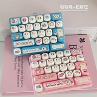 New Design Cute 26 Key Stress Mechanical Keyboard Relief Toy Press Keychain for Child Schoolbag Pendant
