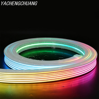 Bande LED néon en silicone RVBIC adressable par pixel, étanche IP67, certifiée FCC RoHS CE UKCA, 12V 24V DC, personnalisable OEM