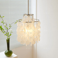 Lustre LED en forme de cloche crème de style français, design italien, en coquille naturelle, pour salon/salle à manger/chambre à coucher, directement de l'usine