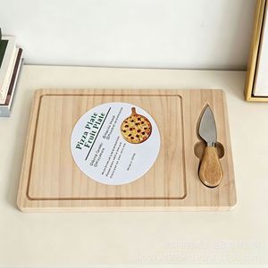 Tabla de Cortar de Madera con Juego de Cuchillos para Queso, Plato Multifuncional para Pizza y Frutas, Material de Pino, Forma Rectangular - Product Image 2