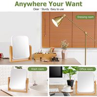 Miroir en bois miroir de maquillage de courtoisie avec support en bambou naturel Double face 360 degrés pivotant Table Portable bureau comptoir miroir