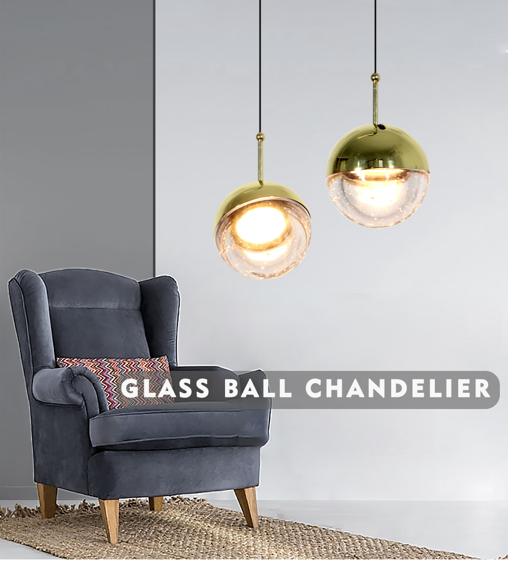 Modern Glass Ball Crystal led Pendant Lights Gold Chandelier Restaurant Bar Dining Pendant lamp Living Room Luminaire