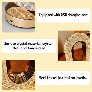 Lámpara de Mesa LED Transparente Pequeña con Forma de Pista de Carreras, de Hierro Forjado Dorado de Lujo, con Carga USB, Suministro Inmediato - Product Image 4