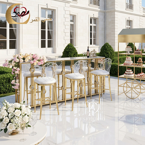 Stainless Steel Luxury Modern Commercial Bar Height Counter <b>Table</b> Home Bar Hotel Wedding Use Gold Finish <b>Mirror</b> Glass - Product Image 4