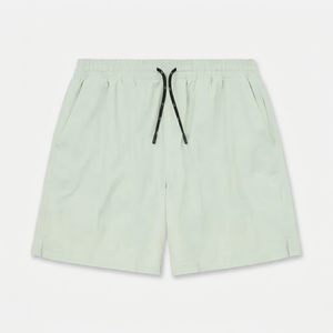 Men's Light Green Cotton Shorts With Letter Print Drawstring Waist Casual Style - Product Image 1