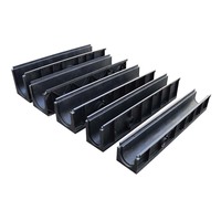 Vente directe d'usine, gouttière de drainage en HDPE en forme de U, noire, 1000 mm, système de drainage en plastique avec couvercle