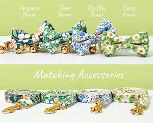 Collier personnalisé fait main pour chiot avec nœud papillon et perles, laisse pour chat – Accessoires pour animaux de compagnie avec clochette florale estivale pour papa et elle - Product Image 5