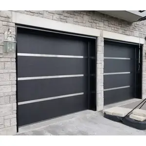 Puerta de garaje de espuma de acero aislada seccional automática de aluminio templado de vista completa de diseño moderno de Venta caliente