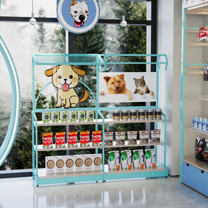 Nuevo supermercado comida para mascotas tienda de juguetes estantes de exhibición contador de serpientes tienda emergente diseño encantador color azul para exhibición de tienda de mascotas - Product Image 1
