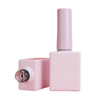 Flacon carré rose vide pour gel à ongles 12 ml, flacon de recharge pour vernis à ongles avec pinceau et bouchon, flacon cosmétique pour ongles en stock