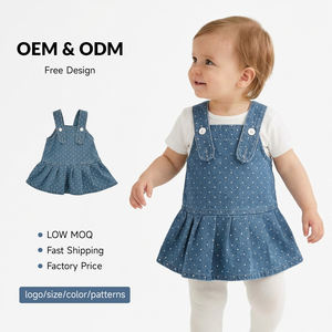 OEM ODM Abiti Estivi per Neonati 0-3 Anni, Vestiti in Denim per Bambine, Abbigliamento con Bretelle per Bimbe - Product Image 1