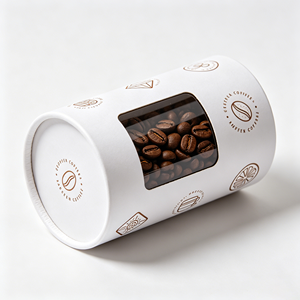 Boîte en papier cylindrique hermétique avec fenêtre transparente en PET, tube en papier recyclable, emballage pour grains de café, taille personnalisée OEM - Product Image 5