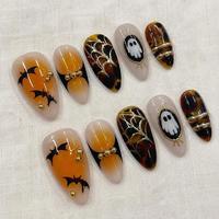 Faux Ongles Carrés en Acrylique pour Halloween, Rouge Vin, Effet Œil de Chat Gothique, Papillon 3D, Araignée, Décoration Strass, Vente en Gros