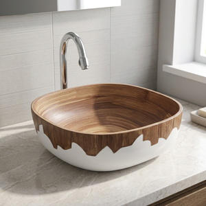 Évier de cuisine en céramique rectangulaire à poser, lavabo décoratif en céramique avec motif floral, articles sanitaires décoratifs d'Inde - Product Image 4