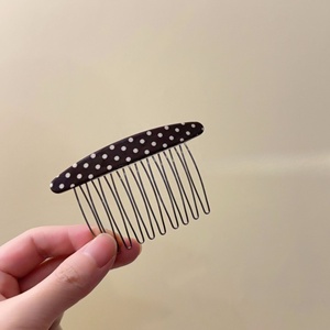 Pince à cheveux coréenne à 10 dents en acétate, peigne à cheveux creux en alliage français à pois pour femme - Product Image 2