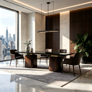 <span class=keywords><strong>Table</strong></span> à manger minimaliste artistique, <span class=keywords><strong>table</strong></span> de luxe contemporaine en bois massif, écologique, grande <span class=keywords><strong>table</strong></span> pour la décoration intérieure de villas design - Product Image 6