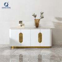 Chine style américain chêne bois 4 portes haute brillance buffet en bois armoire de rangement étagère support luxe or blanc pour salle à manger