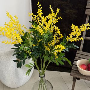 Flores Artificiales de Acacia, Color Amarillo, de Seda, con Alta Simulación, Decoración para el Hogar, Sala de Estar, Accesorios para Bodas - Product Image 3