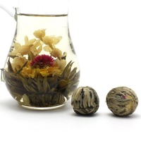 Thé fleuri biologique chinois - Boules de thé en fleurs nouées à la main au jasmin, qualité cérémoniale de luxe, coffret cadeau pour cadeaux d'entreprise